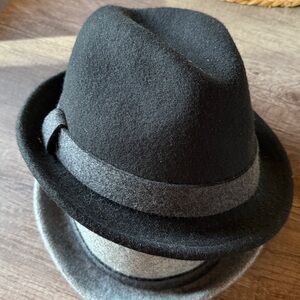 GAP Black and Gray 2 100%Wool Fedora Hat Size XL